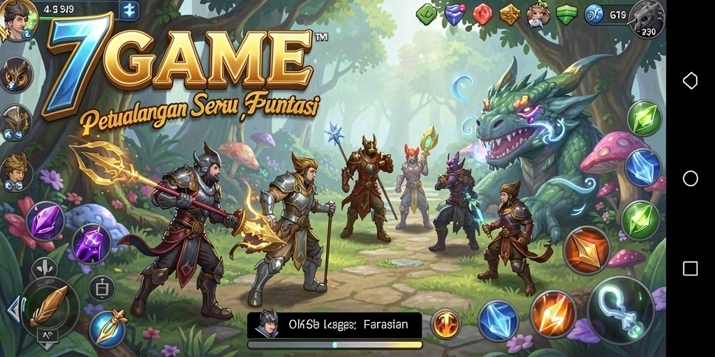 Tampilan screenshot <strong>7GAME</strong> menunjukkan momen petualangan seru di tengah hutan.