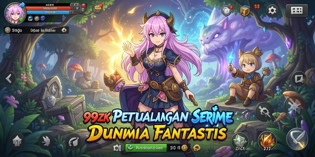 Tampilan gameplay yang seru dan penuh warna dalam dunia Anime.