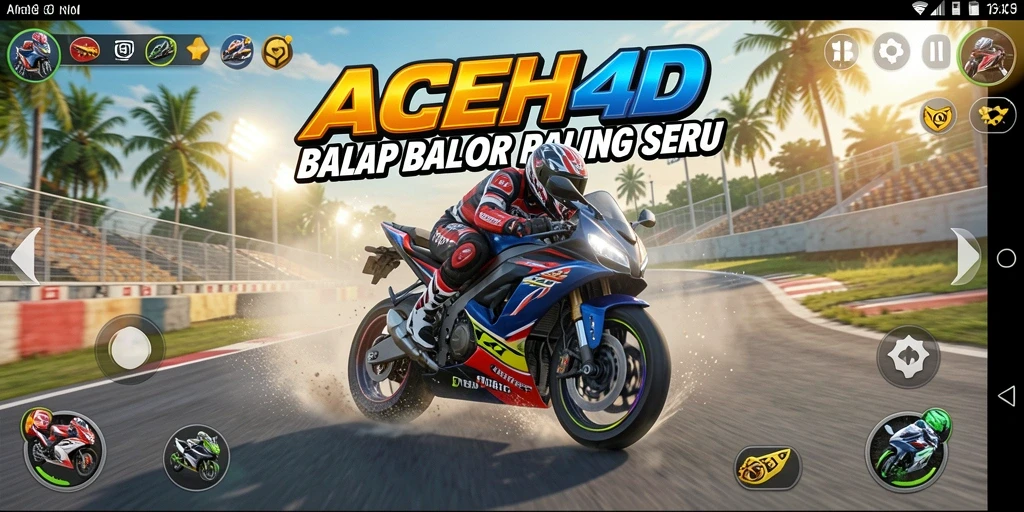 Screenshot ACEH4D menampilkan aksi balap motor yang memukau.