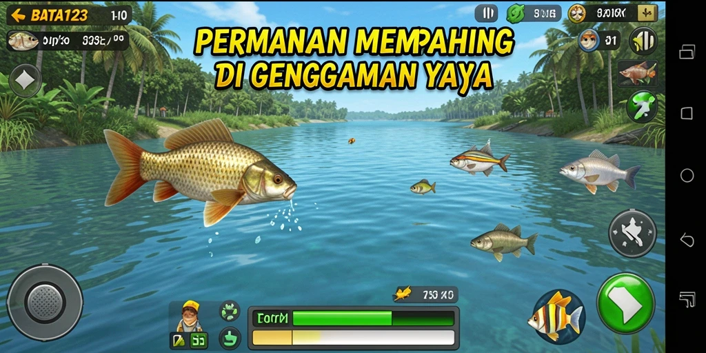 Tampilan gameplay BATA123 menampilkan suasana memancing yang realistis dan mendebarkan.