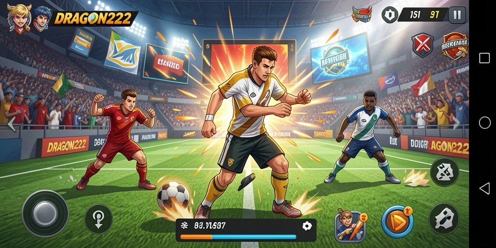 Tangkapan layar DRAGON222 menampilkan aksi intens dalam permainan olahraga.