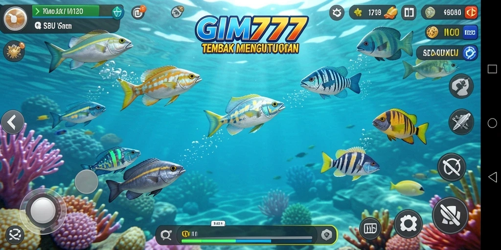 Tampilan gameplay GIM777 menampilkan aksi menembak ikan yang seru.