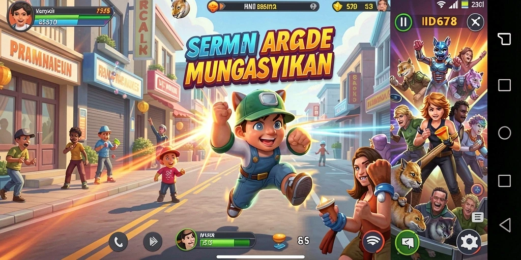 Screenshot ID678 menampilkan serunya gameplay Arcade yang menantang.