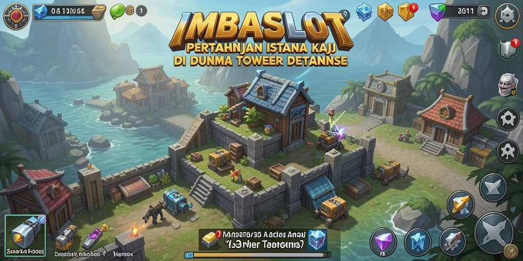 Tampilan screenshot permainan IMBASLOT menunjukkan aksi menegangkan di medan perang Tower Defense.