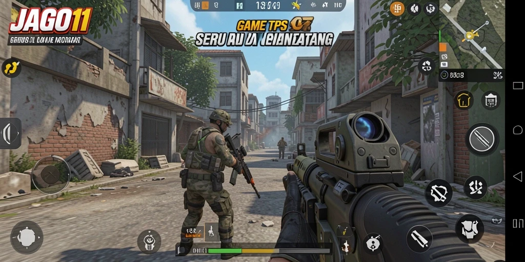 Screenshot gameplay JAGO11 yang menampilkan aksi seru di medan pertempuran.