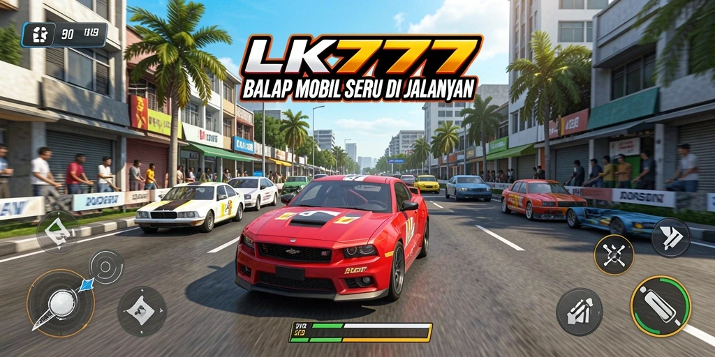 Tampilan gameplay LK777 dengan mobil balap yang melaju kencang.