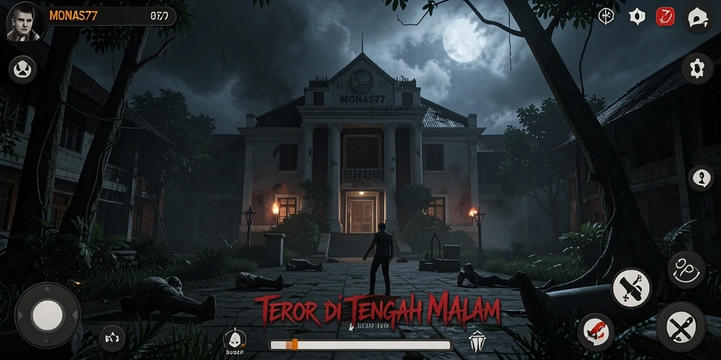 Tangkapan layar menampilkan suasana mencekam dalam gameplay Horror.