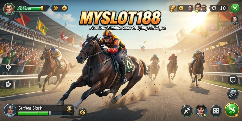 Tampilan gameplay seru dari MYSLOT188 dengan mobil balap yang beraksi di lintasan.