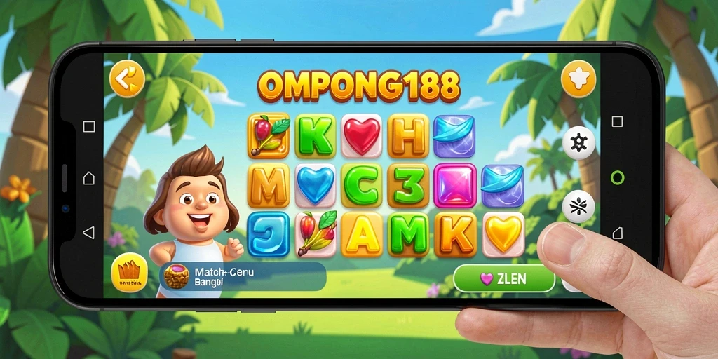 Screenshot gameplay OMPONG188 yang menampilkan keseruan permainan Match-3.