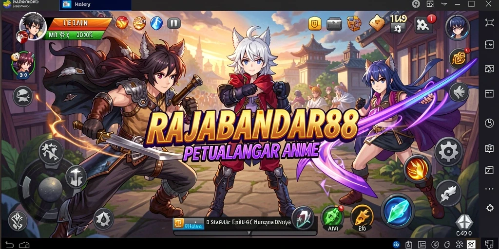 Tampilan gameplay mendebarkan RAJABANDAR88 dengan karakter anime yang dinamis.