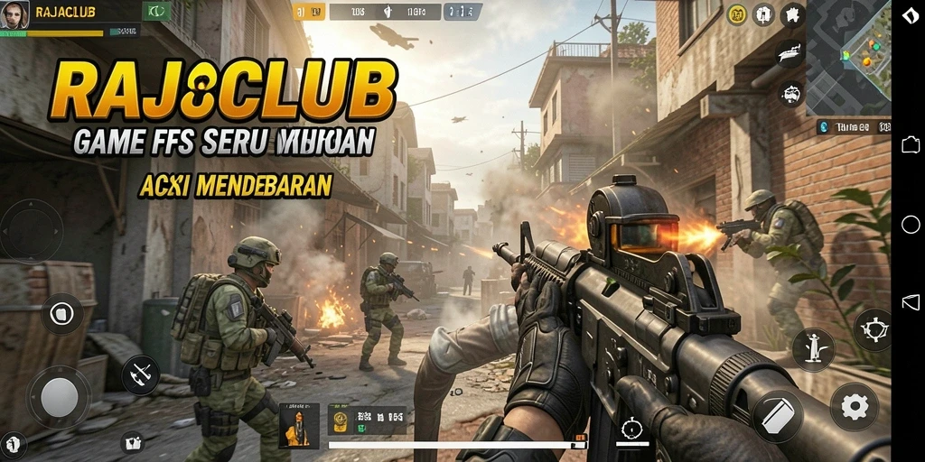 Tampilan seru gameplay RAJACLUB dengan aksi tembak-menembak.