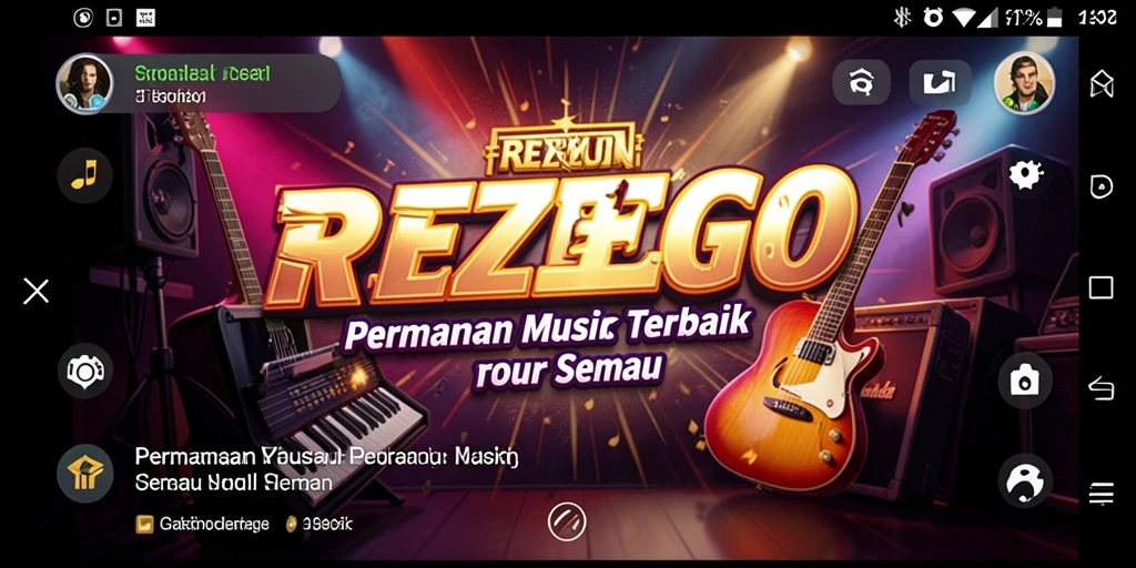 Tampilan gameplay REZEGO yang menampilkan interaksi pengguna dengan musik.
