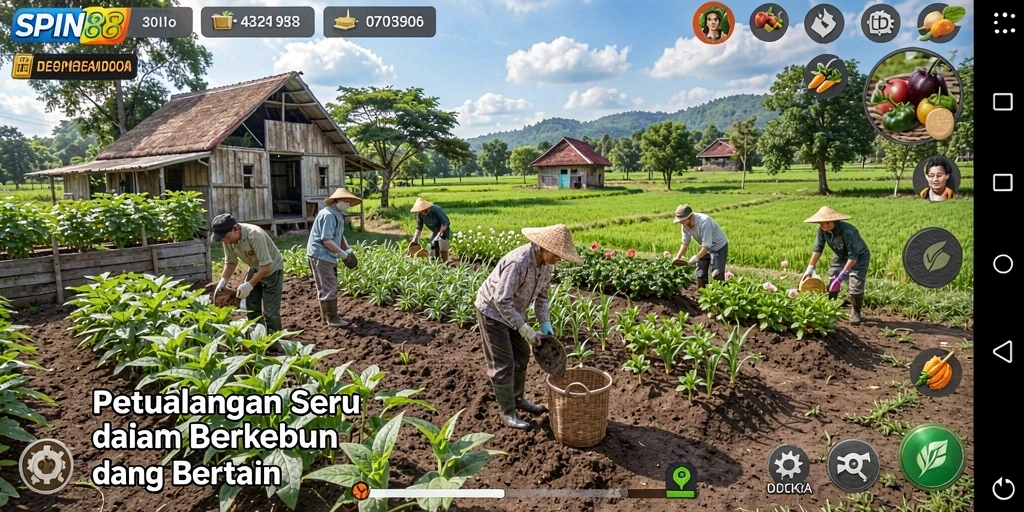 Tampilan gameplay menarik dalam SPIN88 saat berkebun.