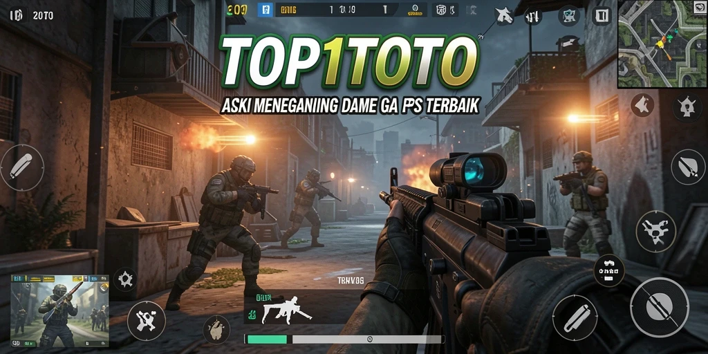 Screenshot gameplay TOP1TOTO dengan aksi tembak-menembak yang intens.